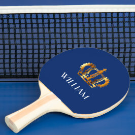 Elegant Royal Guld Krona Namn Blå Pingisracket