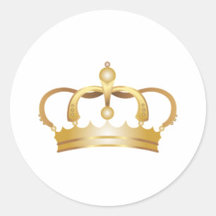 Elegant Royal Guld Krona Runt Klistermärke