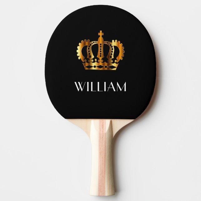 Elegant Royal Guld Kronnamn Svart Pingisracket (Framsidan)