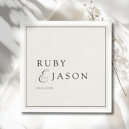 Elegant Royal Ivory Black  Script Wedding Pappersservett