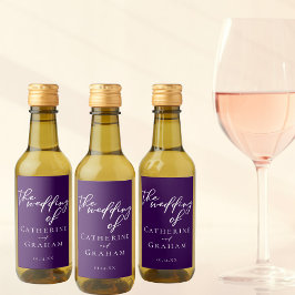 Elegant Royal Lila Bröllop Personlig Mini Vinetikett