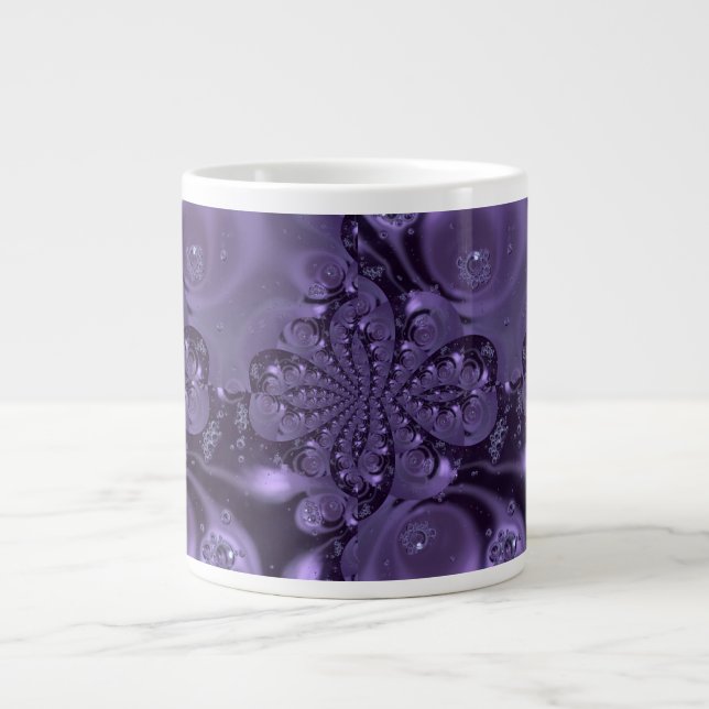 Elegant Royal Lila Flytande Gnistra Jumbo Mugg (Framsidan)