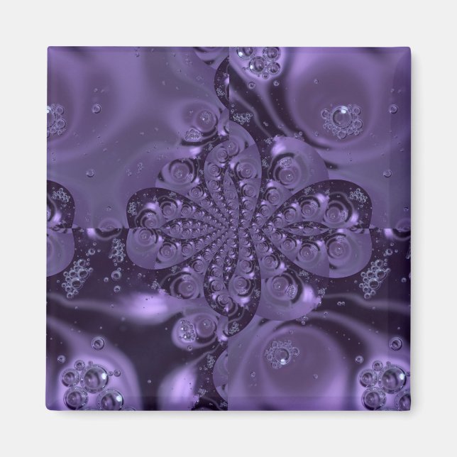 Elegant Royal Lila Flytande Gnistra Magnet (Framsidan)