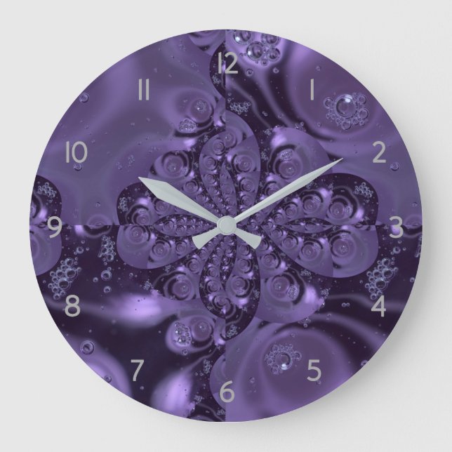 Elegant Royal Lila Flytande Gnistra Stor Klocka (Framsida)