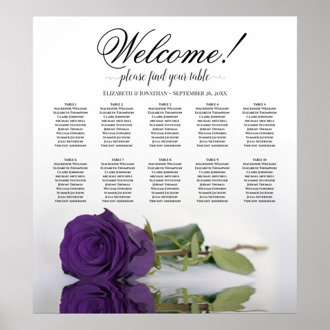 Elegant Royal Lila Ro 10 Bord-passagerardiagram Poster (Framsidan)