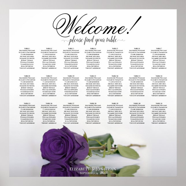 Elegant Royal lila Ro 21 (sittplatsplan för Bord) Poster (Framsidan)