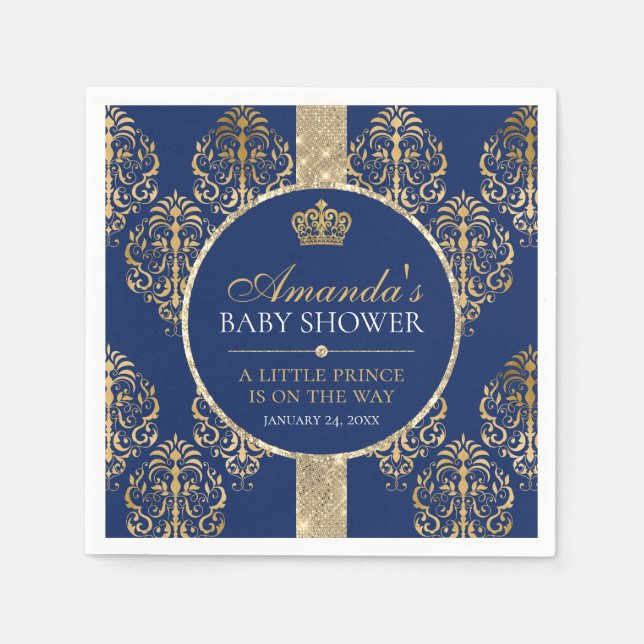 Elegant Royal Prince Baby Shower Pappersservett (Framsidan)