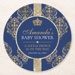 Elegant Royal Prince Baby Shower Underlägg Papper Rund