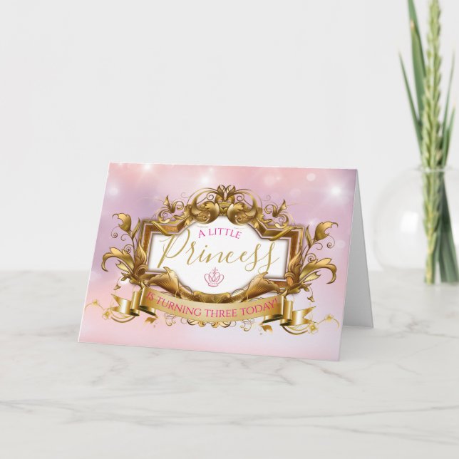 Elegant Royal Princess|Rosa & Guld Birthday Kort (Framsida)
