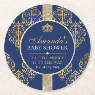 Elegant Royal Prins Babyfirande Underlägg Papper Rund