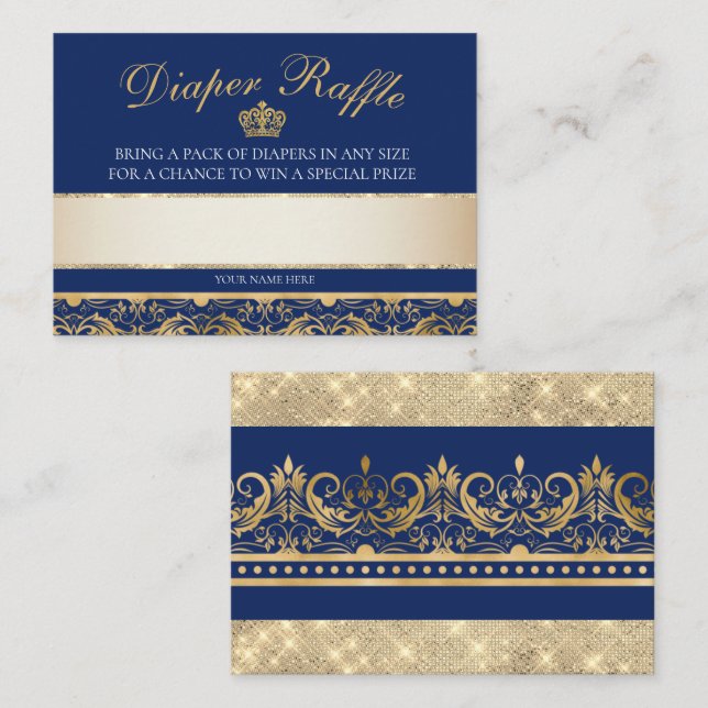 Elegant Royal Prins Bebis Badrums Lotteri Blöja Ra Tilläggskort (Fram/baksida)