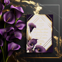 Elegant Royal Purple och Guld Calla Lily Bröllop