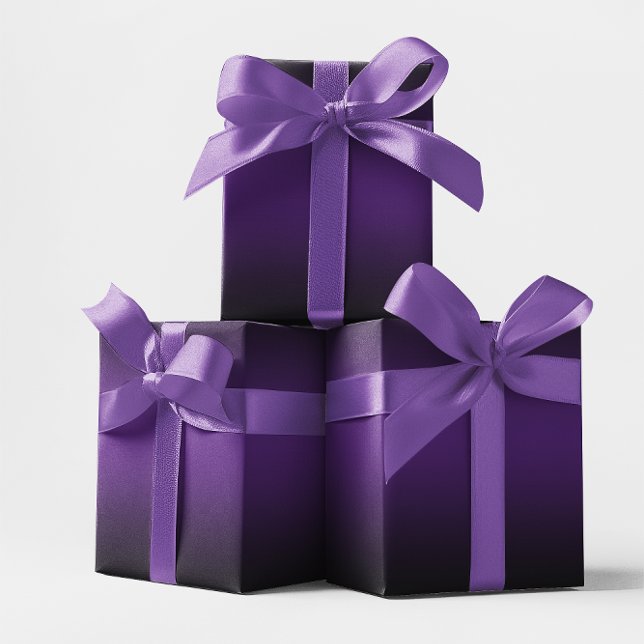 Elegant Royal Purple och Svart Ombre Presentpapper (Elegant Royal Purple and Black Ombre Wrapping Paper)