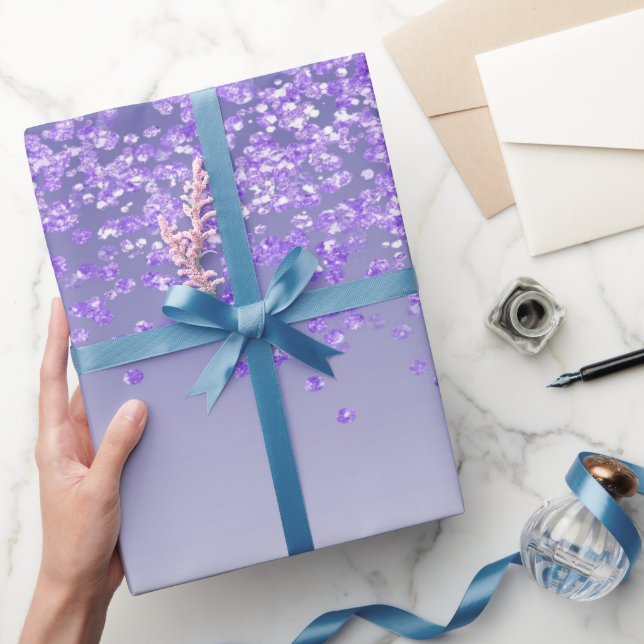 Elegant Royal Purpur Glitter Ombre Kaskad  Presentpapper (Gifting)