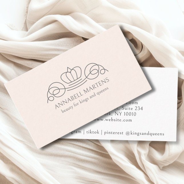 Elegant, royal, salon,  rosa visitkort (Elegant, royal, salon blush-gray business card)