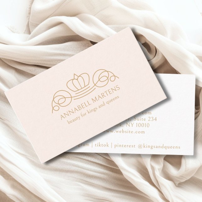 Elegant, royal, salon,  rosa visitkort (Elegant, royal, salon blush-gold  business card)