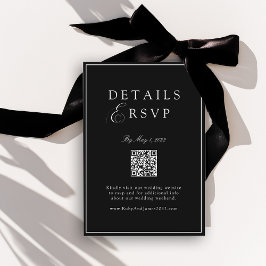 Elegant Royal Svart QR-kod Bröllop RSVP Tilläggskort