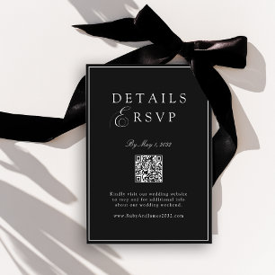 Elegant Royal Svart QR-kod Bröllop RSVP Tilläggskort