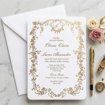 Elegant Royal Vit och Guld Blommig Bröllop