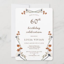 Elegant Royal Wildblomma 60 Födelsedagsfester Inbjudningar