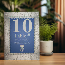 Elegant Royalblå och Silver Bord Nr. Inbjudningar