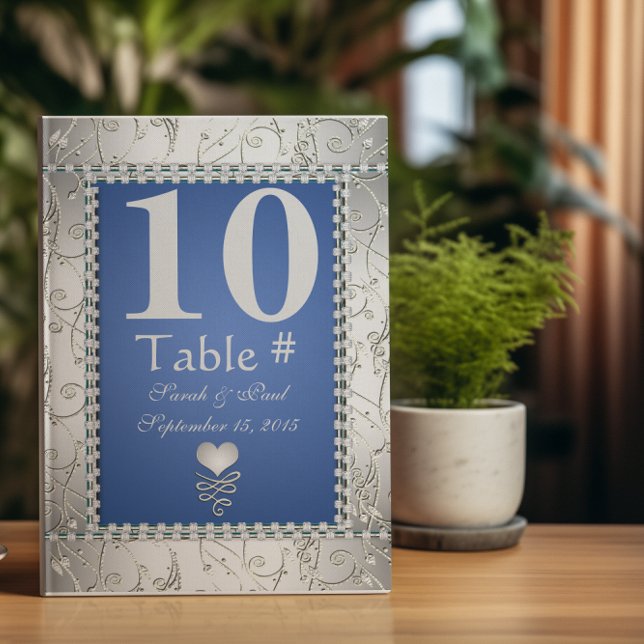 Elegant Royalblå och Silver Bord Nr. Inbjudningar (Skapare uppladdad)