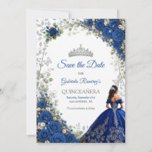 Elegant Royalblå och Silver Rosor Quinceañera