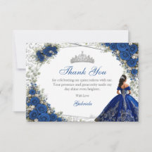 Elegant Royalblå och Silver Rosor Quinceañera