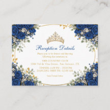 Elegant Royalblå Rosor Guld Quinceañera