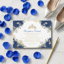 Elegant Royalblå Rosor Guld Quinceañera