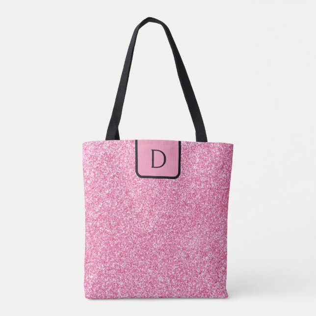 Elegant RPink Faux Glitter & Sparkles Tygkasse (Baksida)