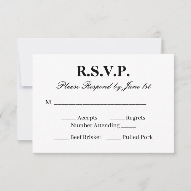 Elegant RSVP-kort för svart-vit bröllopsfest OSA Kort (Framsida)