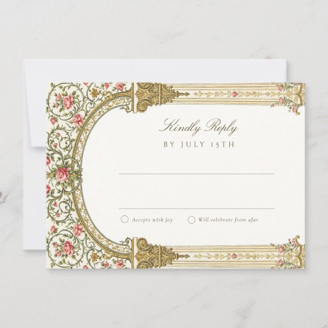 Elegant RSVP-kort med barockguld Inbjudningar (Framsida)