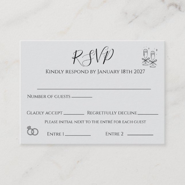 elegant RSVP-kort Tilläggskort (Framsida)