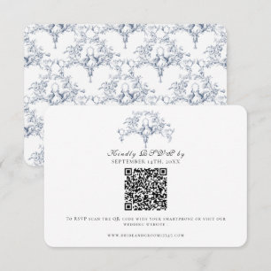 Elegant RSVP Marinblå och vit fransk Toile Duvor OSA Kort