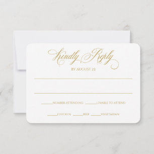 Elegant RSVP-svarskort   Charlene (Guld) Inbjudningar