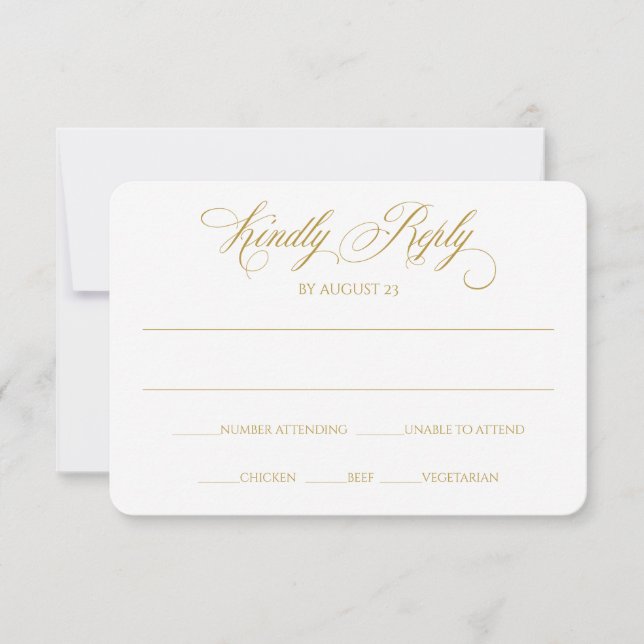 Elegant RSVP-svarskort | Charlene (Guld) Inbjudningar (Framsida)