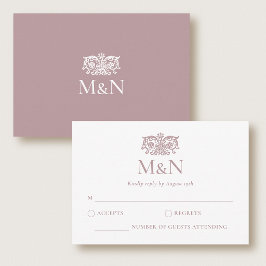 Elegant RSVP Wedding Monogram Pink Enclosure OSA Kort