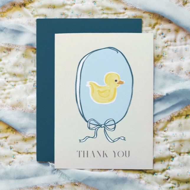 Elegant Rubber Ducky Baby Shower med vikt Tack Kort (Elegant meets cute rubber ducky Baby Shower Thank You note folded greeting cards.)