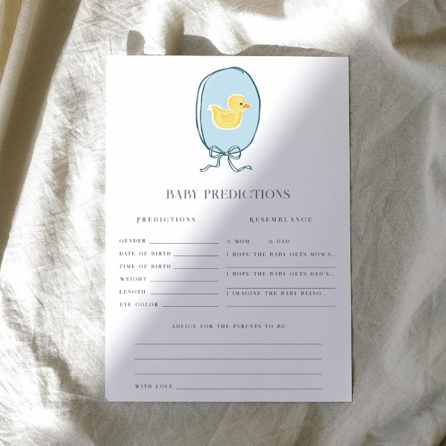 Elegant Rubber Ducky Predictions Baby Shower Game (Elegant meets cute rubber ducky Baby Shower game of Baby Predictions.)