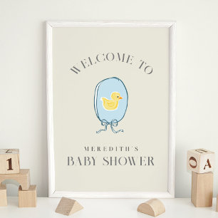Elegant Rubber Ducky Ribbon Baby Shower Fototryck