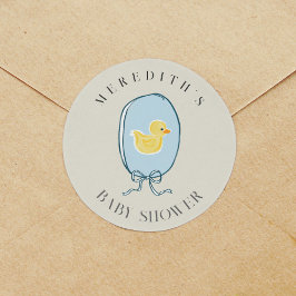 Elegant Rubber Ducky Ribbon Baby Shower Runt Klistermärke