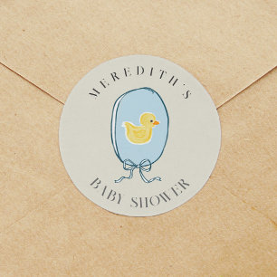Elegant Rubber Ducky Ribbon Baby Shower Runt Klistermärke