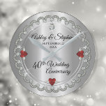 Elegant Ruby | Diamanter 40:e Bröllop-årsdagen Stor Klocka<br><div class="desc">Den här 40:e årsdagen av bröllop-elegansen i ramar är en unik skalopad diamantdesign med centerdroppdiamant med hjärtformade rubyaccenter och faux-tillagda gnistor på en silver-tonsövertoning. Observera att alla varningstexter är tryckta och endast får förekomma så reellt som möjligt i en platt, tryckt design. Detta omfattar alla metalliska gradienter och/eller gemsten. Ursprunglig...</div>