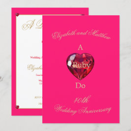Elegant Ruby Do 40-års bröllopsjubileum Inbjudningar