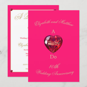 Elegant Ruby Do 40-års bröllopsjubileum Inbjudningar