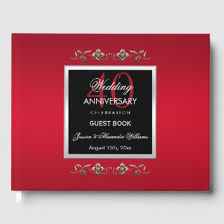 Elegant Ruby Gemstones 40:e Bröllop-årsdagen Gästböcker