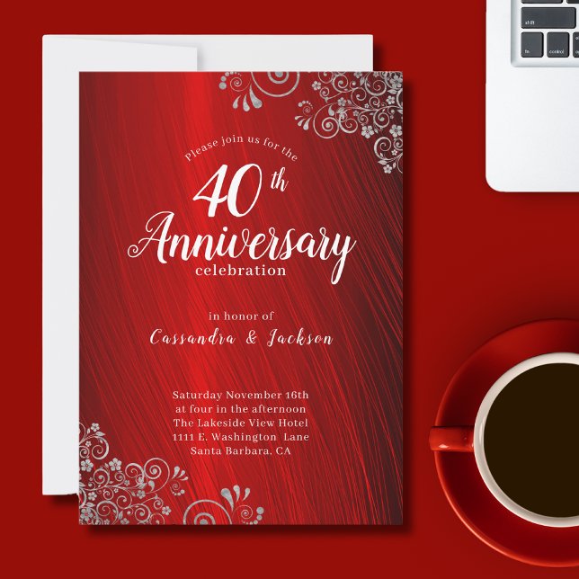 Elegant Ruby Red 40-årsjubileum - inbjudan (Skapare uppladdad)