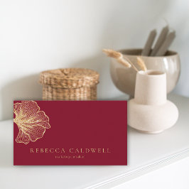 Elegant Ruby Red Blommigt QR-kod Visitkort