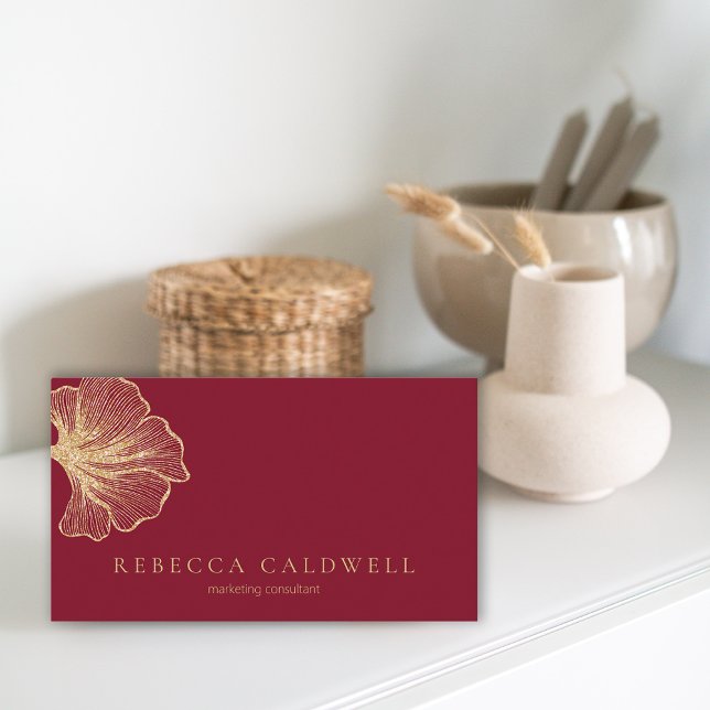 Elegant Ruby Red Blommigt QR-kod Visitkort (Elegant Ruby Red Floral QR Code Business Card)